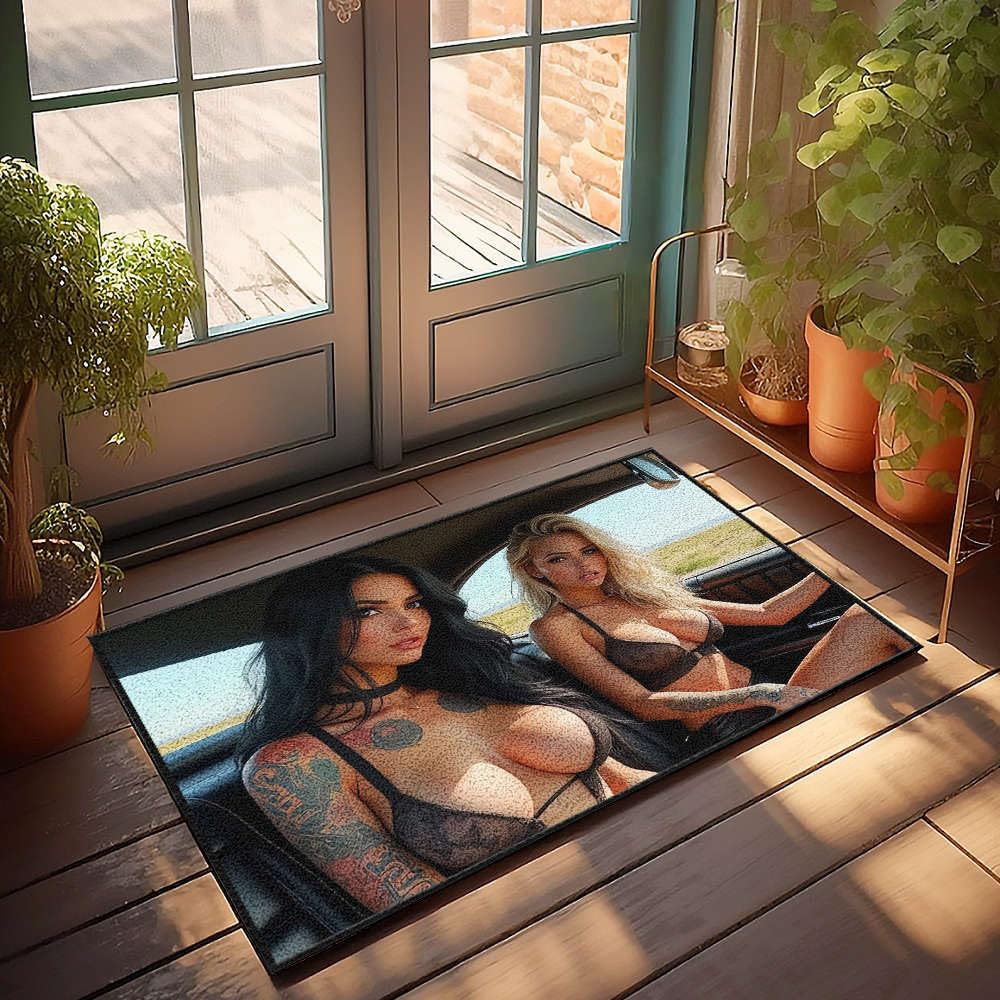 Paillasson amusant voiture et lingerie, le grand tapis extérieur idéal en cadeau