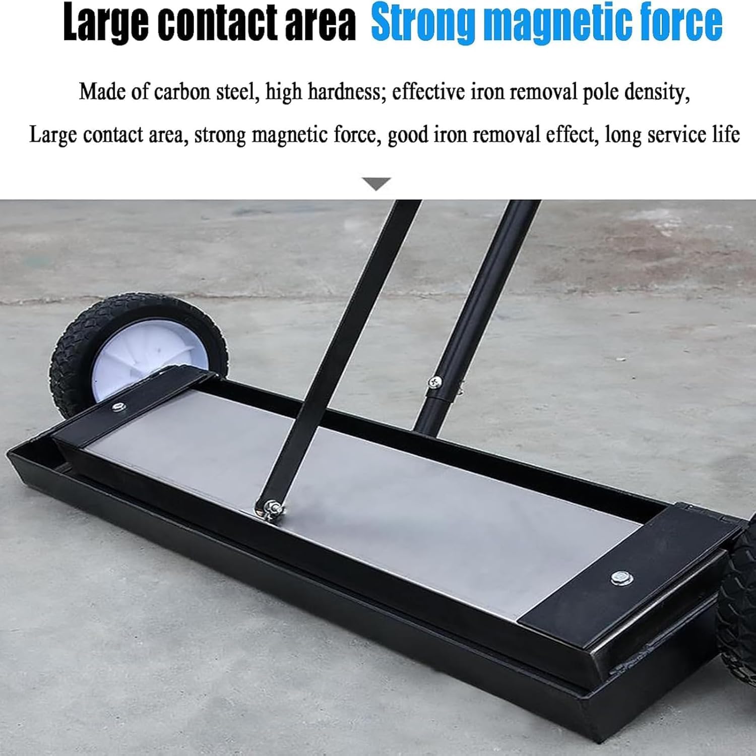 25.7in Magnetic Sweeper, Push-Type Magnetic Pick Up Sweeper, 180° No Blind Spots Pick Up, Can Release Metal Materials