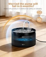 Fântână silențioasă pentru pisici GIOTOHUN, cu rezervor de apă transparent de 2 l, iluminare LED, filtru cu cărbune activ și pompă inteligentă 2