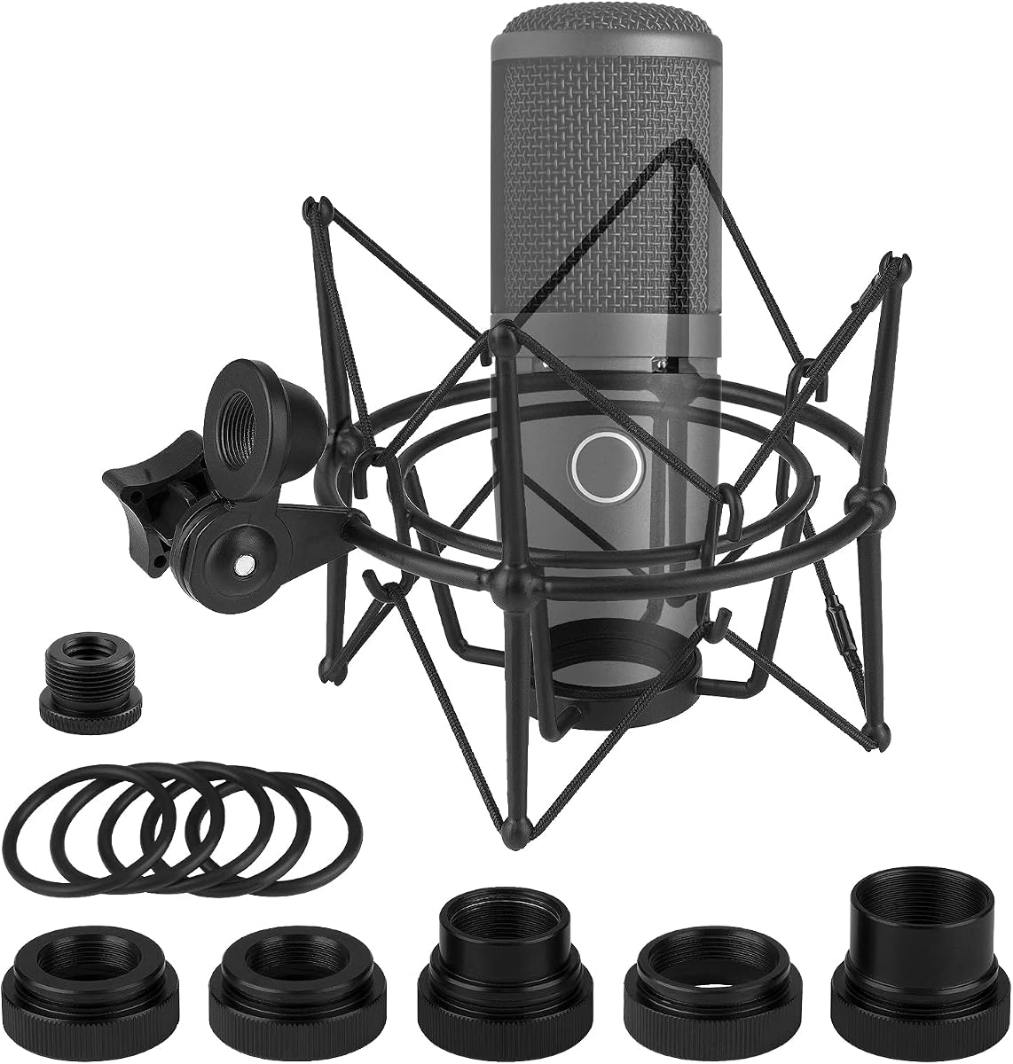 Geekria for Creators Microphone Shock Mount Compatible with AKG P120, P420, P820, Anti-Vibration Suspension Mount, Mic Holder Adapter Clamp (Black / Metal)