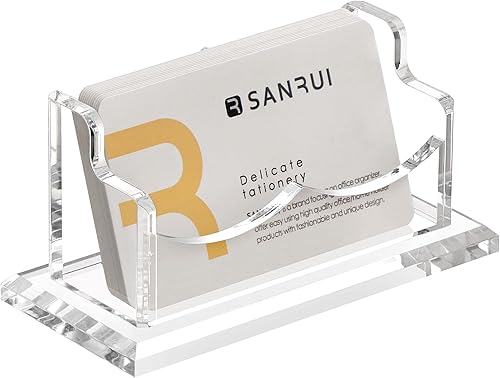 Miniatura 10 de SANRUI Soporte acrílico para tarjetas de visita para escritorio, organizador transparente para tarjetas de visita de escritorio, para exposición