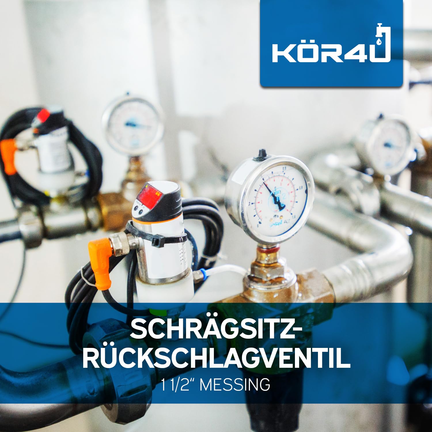 kör4u Zawór zwrotny z gniazdem skośnym 1 1/2 cala, mosiądz, PN10, z gwintem wewnętrznym (1 1/2")
