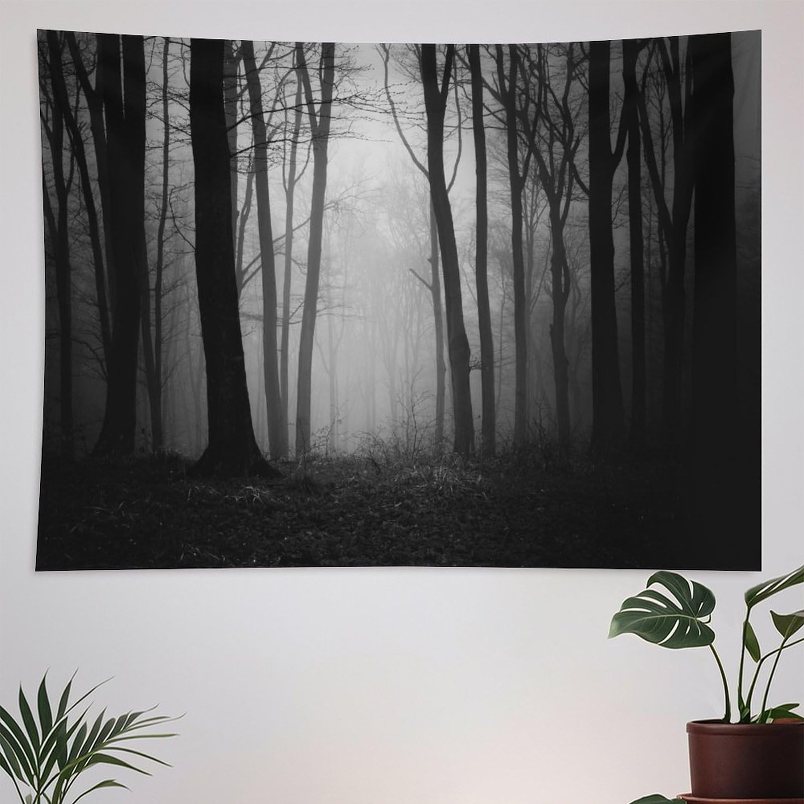 ZhiRain Dark Forest Tapestry Wall Hanging Gothic Style Trees Woods Foggy Mysterious Nature Tapestries Home Decor for Living Room Bedroom Kitchen