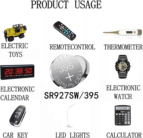 Miniatura 6 de SKOANBE Paquete de 20 pilas de botón de reloj 1.5V SR927SW LR926 395 399 AG7