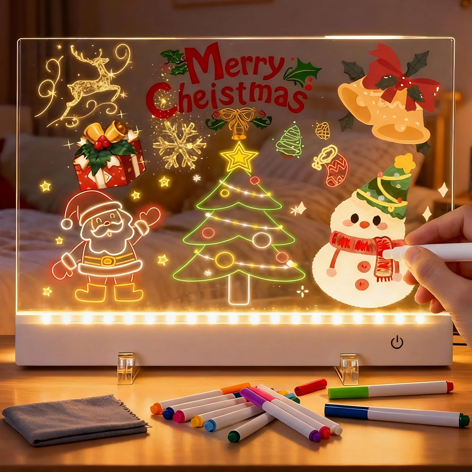 Tablero acrílico luminoso LED mensaje 12 colores bolígrafo regalo niños adolescentes