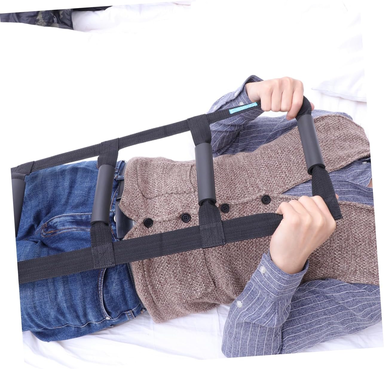 Bed Pull up Strap Assist Device Adjustable Sit up Support with Comfortable Grips for Seniors Injury Recovery and Pregnant Individuals Easy Installation Durable Webbing for Safety