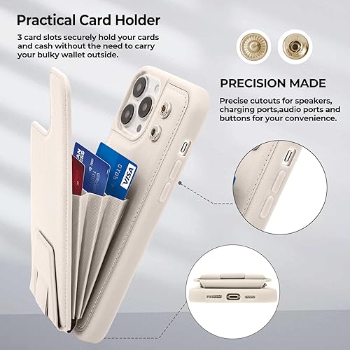 Miniatura 3 de HANDODO Funda tipo cartera compatible con iPhone 14 Pro Max, funda de piel con tarjetero y bloqueo RFID, doble cierre, a prueba de golpes,