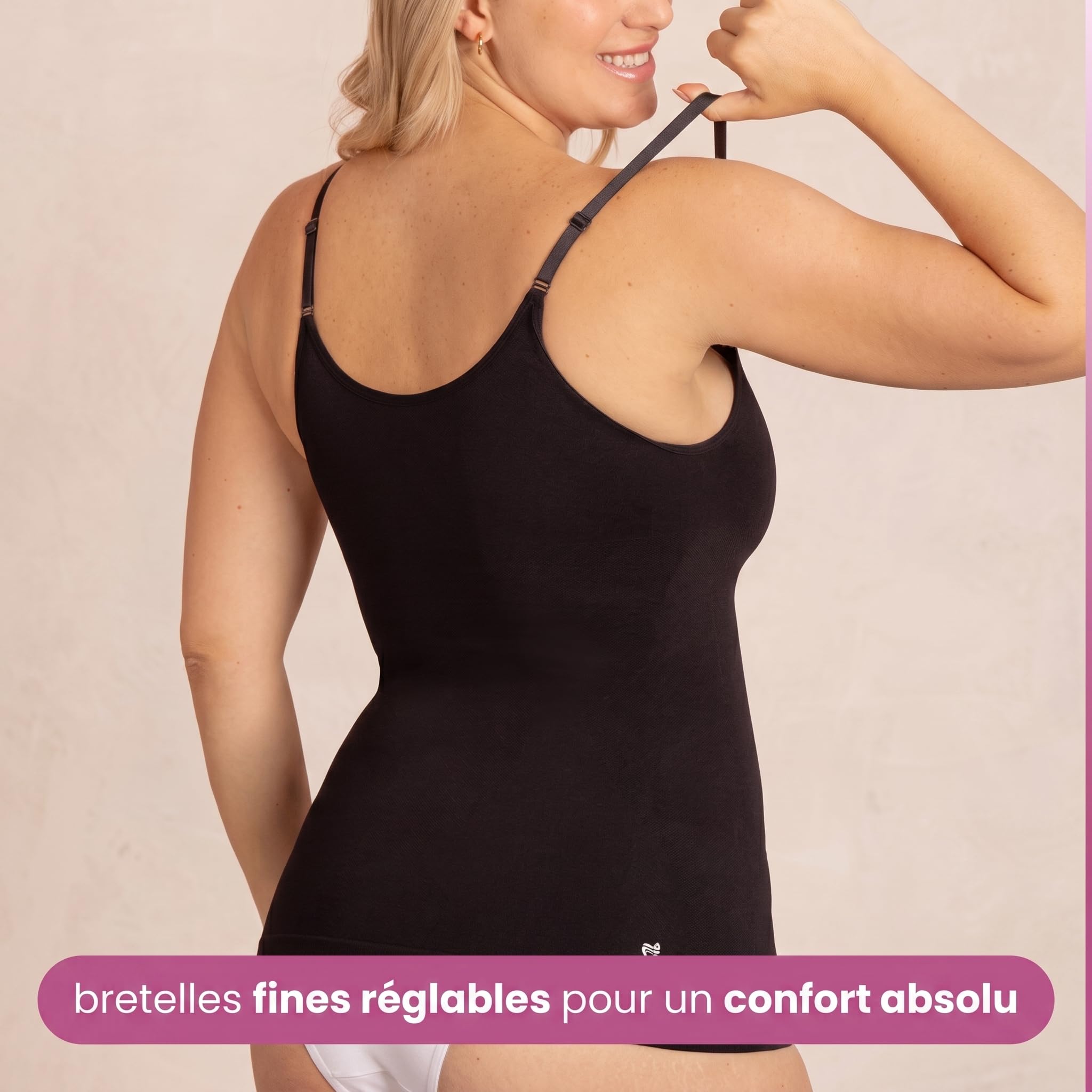 coin féminin Débardeur Amincissant, 2 Débardeur Femme Gainant Sans Couture Top Sculptant avec Soutien Gorge Intégré Bretelles Réglables Effet Ventre Plat Invisible sous Vêtements S-4XL