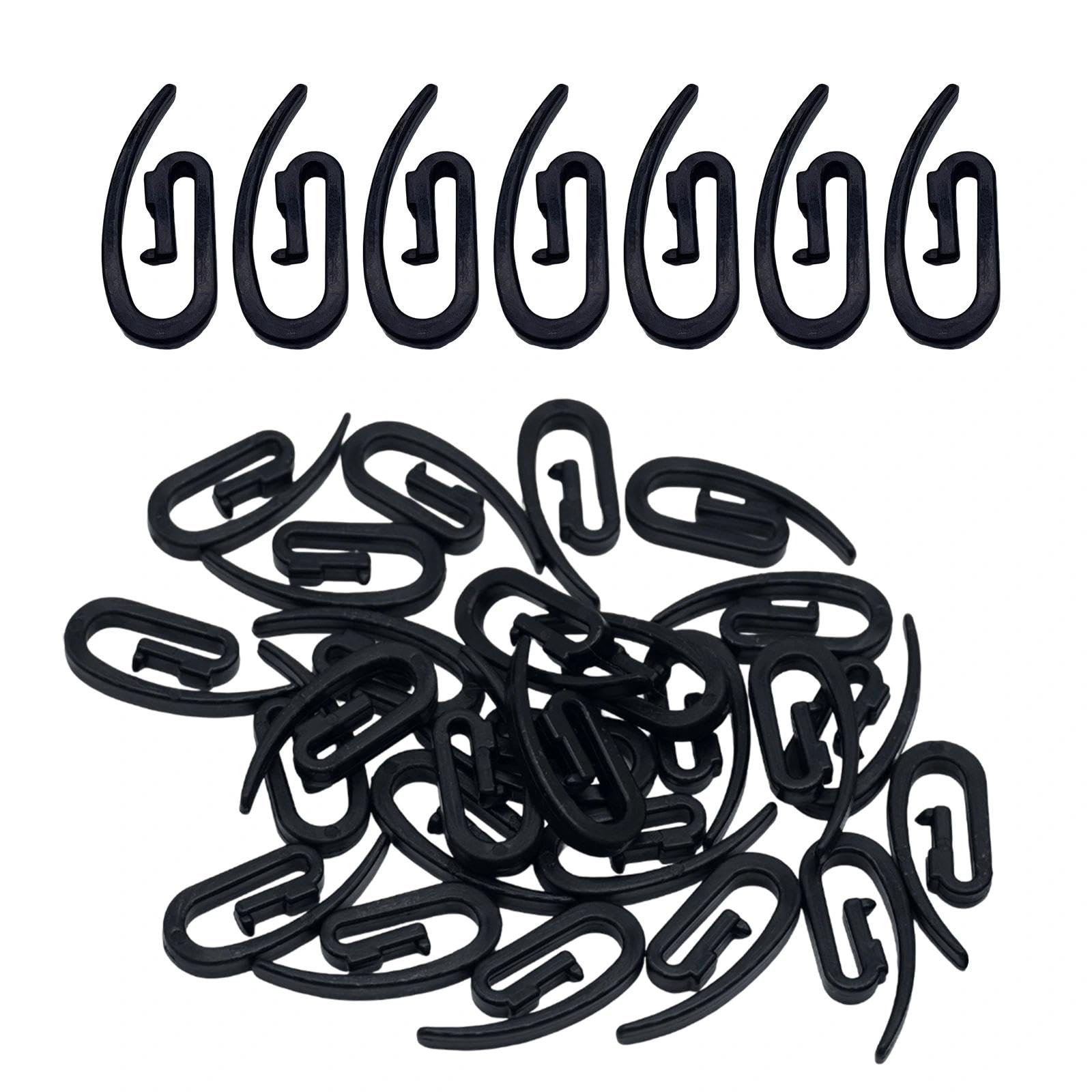Generic 100pcs Black Curtain Hooks POM Plastic, Eyelet Diameter 4mm, Length3mm, Width 10mm