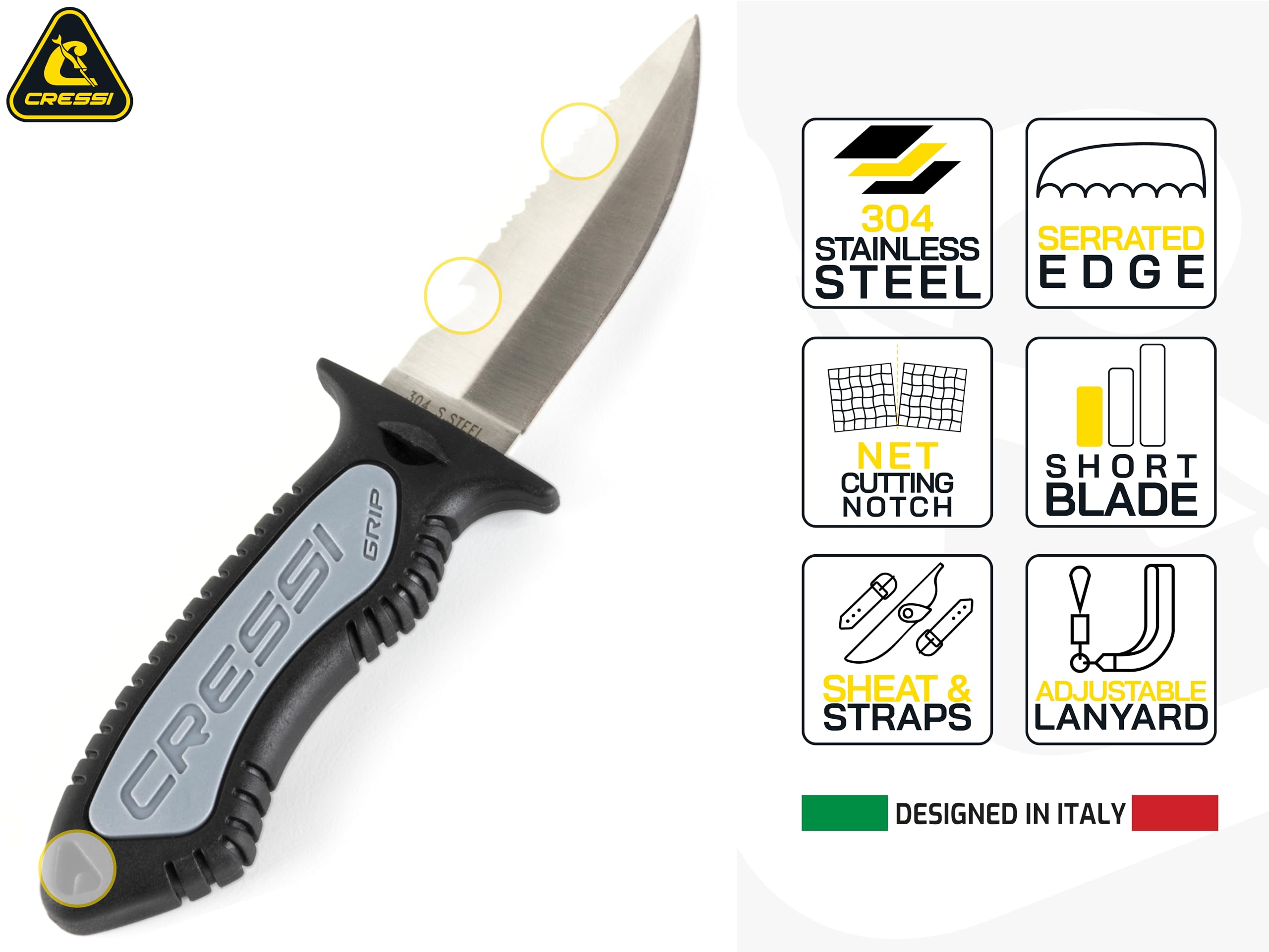 Cressi Grip Small Scuba Knife Regular Tip Steel