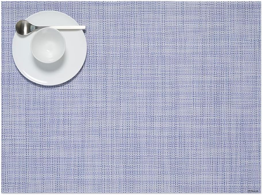 Chilewich Mini Basketweave Placemats in Periwinkle - Set of 4 - Easy Care Woven Tabletop Textiles - Indoor/Outdoor - 19" x 14" Rectangle