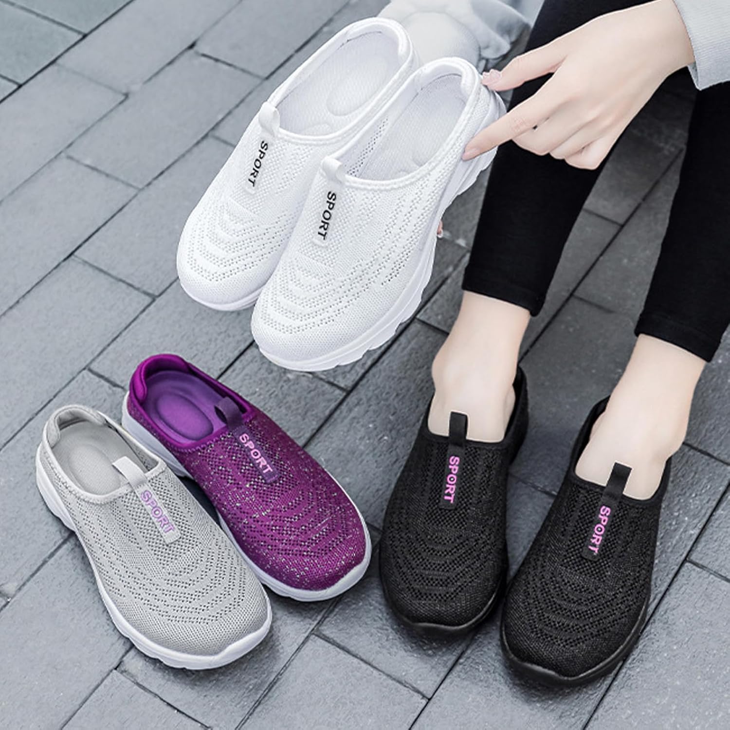 Aceptolcom Women Mules Shoes Slip On Open Back Mesh Walking Shoes Sneakers Comfortable Arch Support Lightweight - Image 6