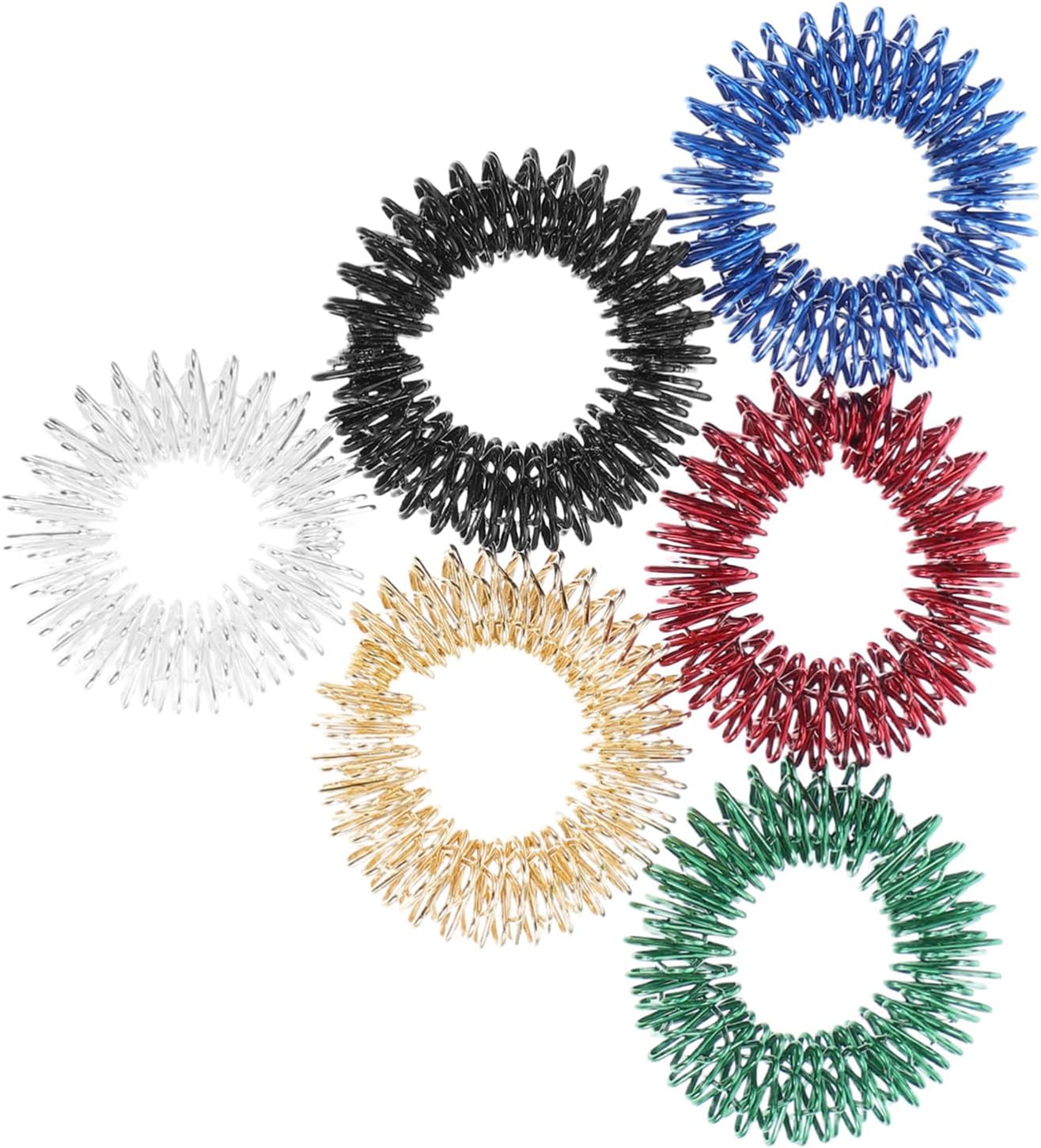 Finger Massage Rings Acupressure Tool for Stress Management and Focus Enhancement Spiky Sensory Hand Fidget Toy for Boys and Girls and Adults with Attention Disorders, 1.1 Inch