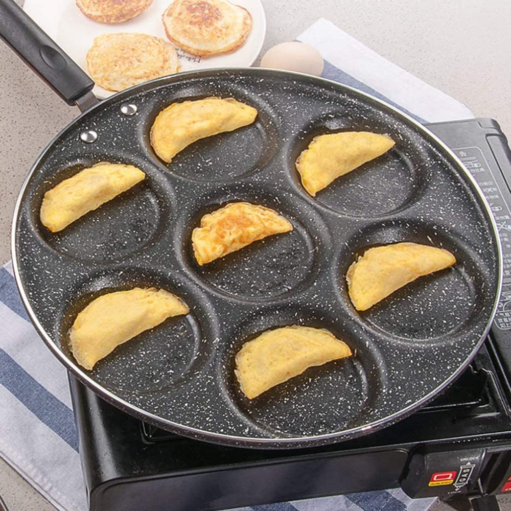 kwadratowa patelnia, Patelnia z 7 otworami do burgerów, naczynia kuchenne, naleśników, quesadilli, jajek, śniadań