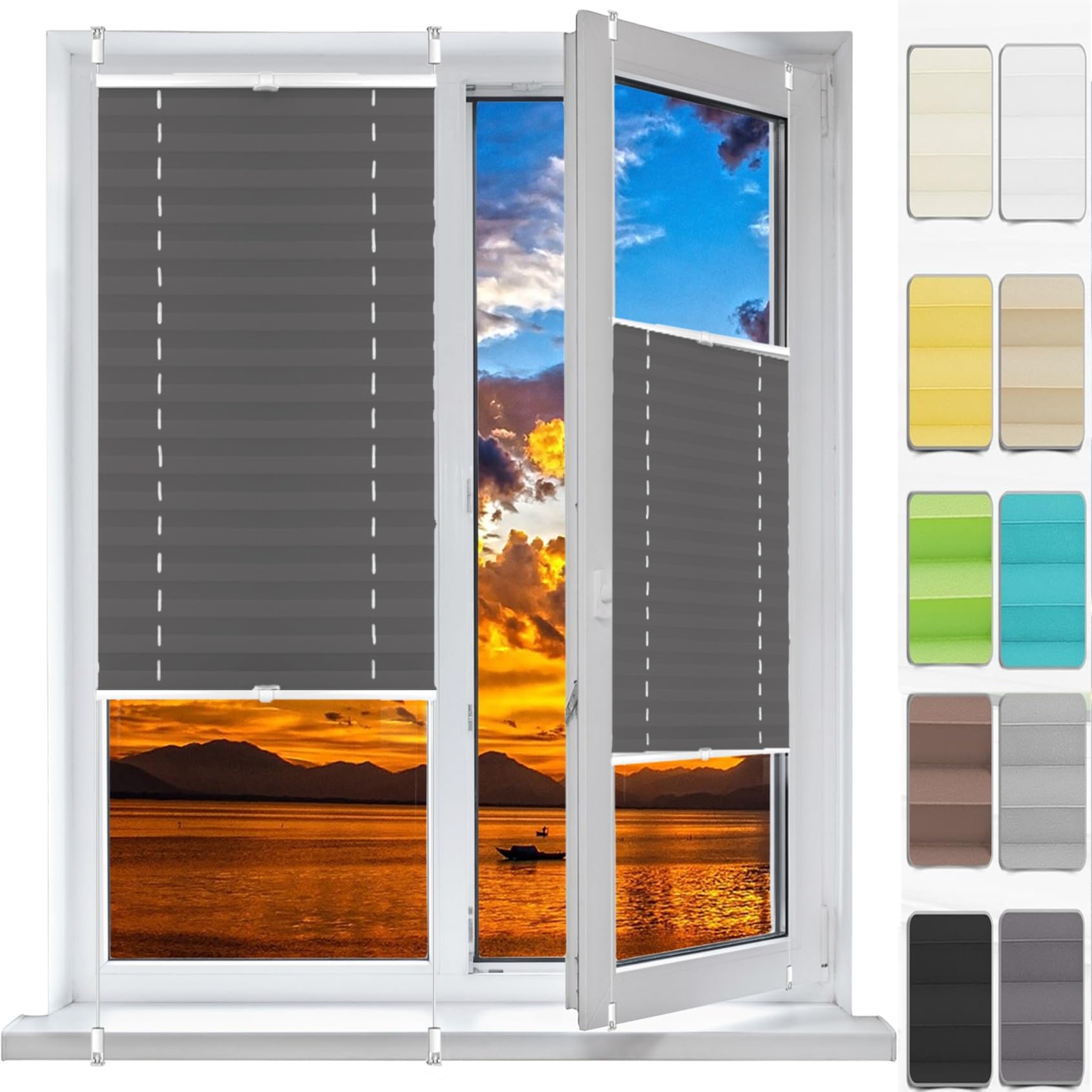 Estor Enrollable Noche y Día a Medida 20 x 100 cm, sin Taladrar Bloquea La Entrada de La Luz, Estor Screen Estor Plegable, Estor Enrollable Screen, para Ventanas, Puertas, Gris