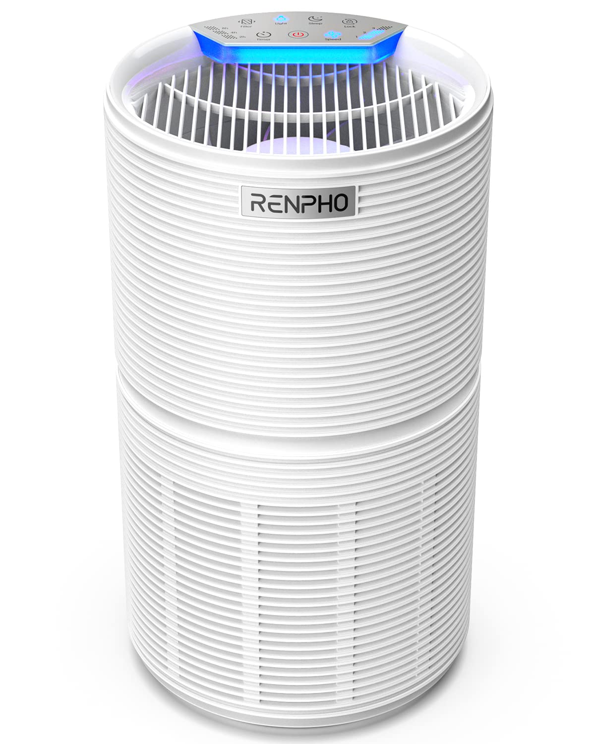 RENPHO Air Purifier for Home, 5-Stage Filtration, True HEPA & Activated Carbon Filter, Compact Quiet Air Cleaner, 3 Timers, Child Lock, Night Light, Removes Allergies Smoke Pollen Pet Dander