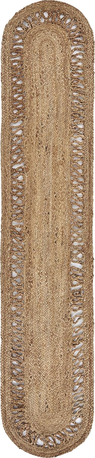 Camino de mesa alfombra de yute natural con diseño de yute – 14 x 108 pulgadas – Decoración de mesa de comedor india hecha a mano, cocina, mesa de café – Decoración bohemia estilo granja