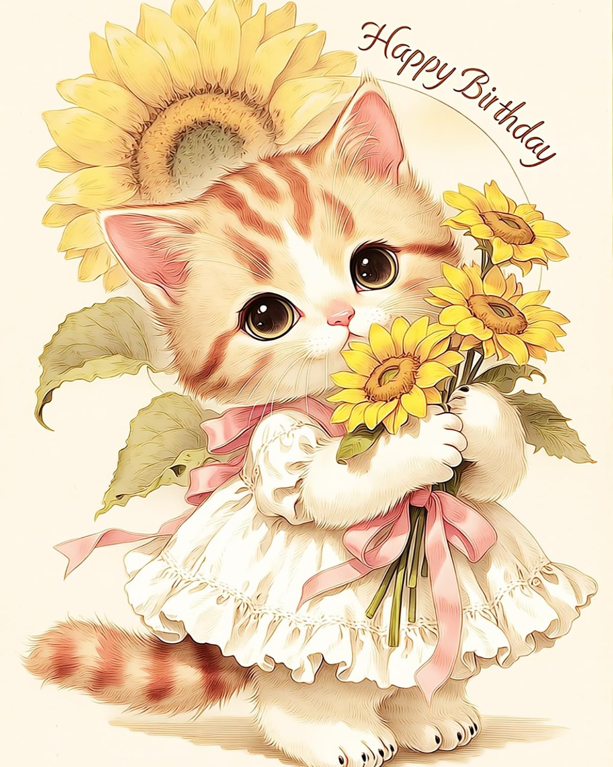 LIUBAISHI Paint by Numbers for Adults – 16"x20" | DIY Wall Art Decor Kit, Relaxing Hobby Set, Complete Painting Kit with Acrylic Paints and Brushes-Sunflower Cute Cat