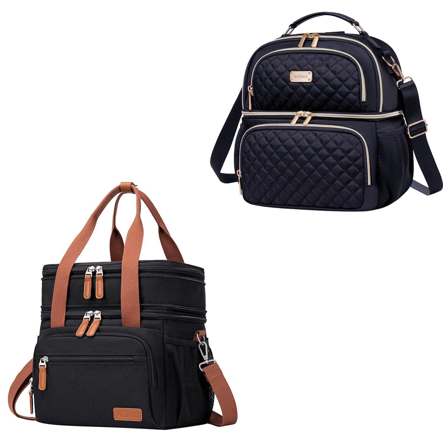 Weitars Dual Compartment Lunch Box and Double Deck Lunch Box For Women Men 2PCS