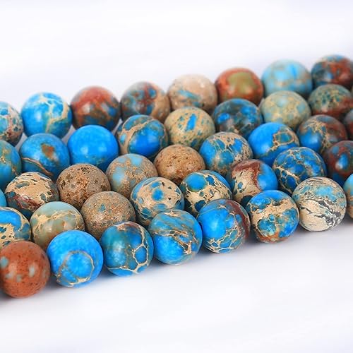 Miniatura 98 de Cuentas de jaspe imperial bicolor, 67 piezas de cuentas de piedra de 0.236 pulgadas (0.236 in), piedras preciosas sueltas, tamaño de agujero