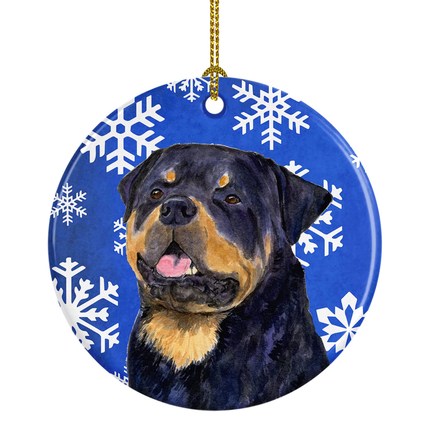 Flocons de Neige d'hiver céramique Rottweiler pour salon chaleureux