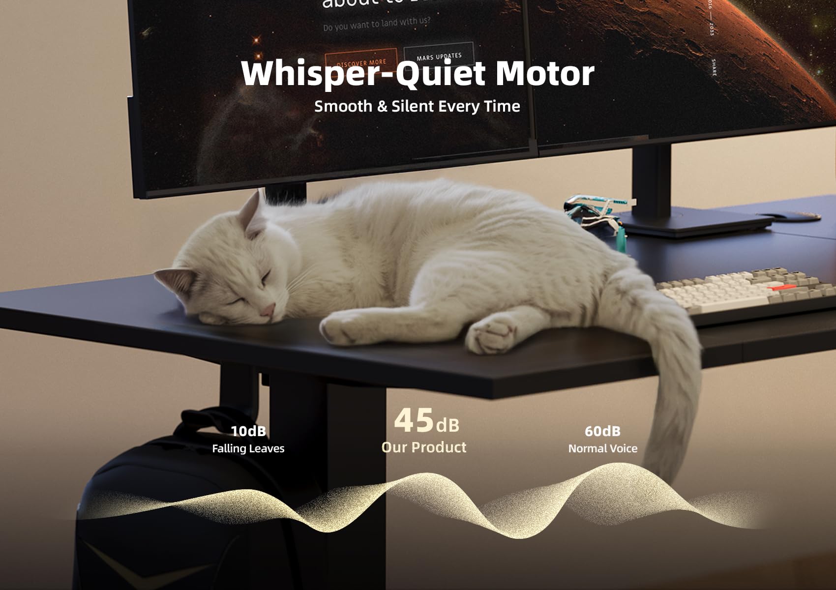 Seang Electric Standing Desk Adjustable Height 40 x 24 Inch Sit Stand Desk with T-Shaped Frame 3 Memory — view 5