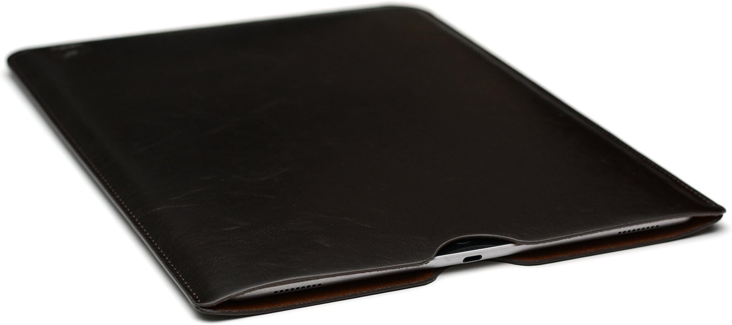 Executive Sleeve for iPad Pro 12.9; Premium Dark Brown Synthetic/Vegan Leather Lined with Soft Microfiber Felt; Slim, Simple, Slip-on Tablet Case [Dark Brown]