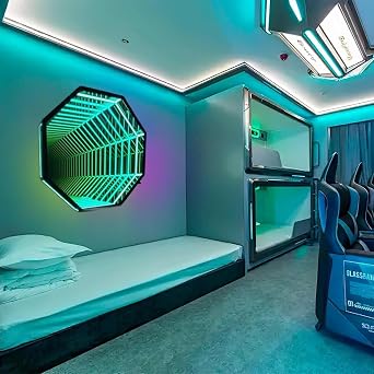 Infinity Mirror Tunnel Lamp, Changing Light, Single-Sided LED 3D Mirror Night Light, Sensory Infinity Light for Home, Desk, Living Room, Party Decoration,Octagon-19.7