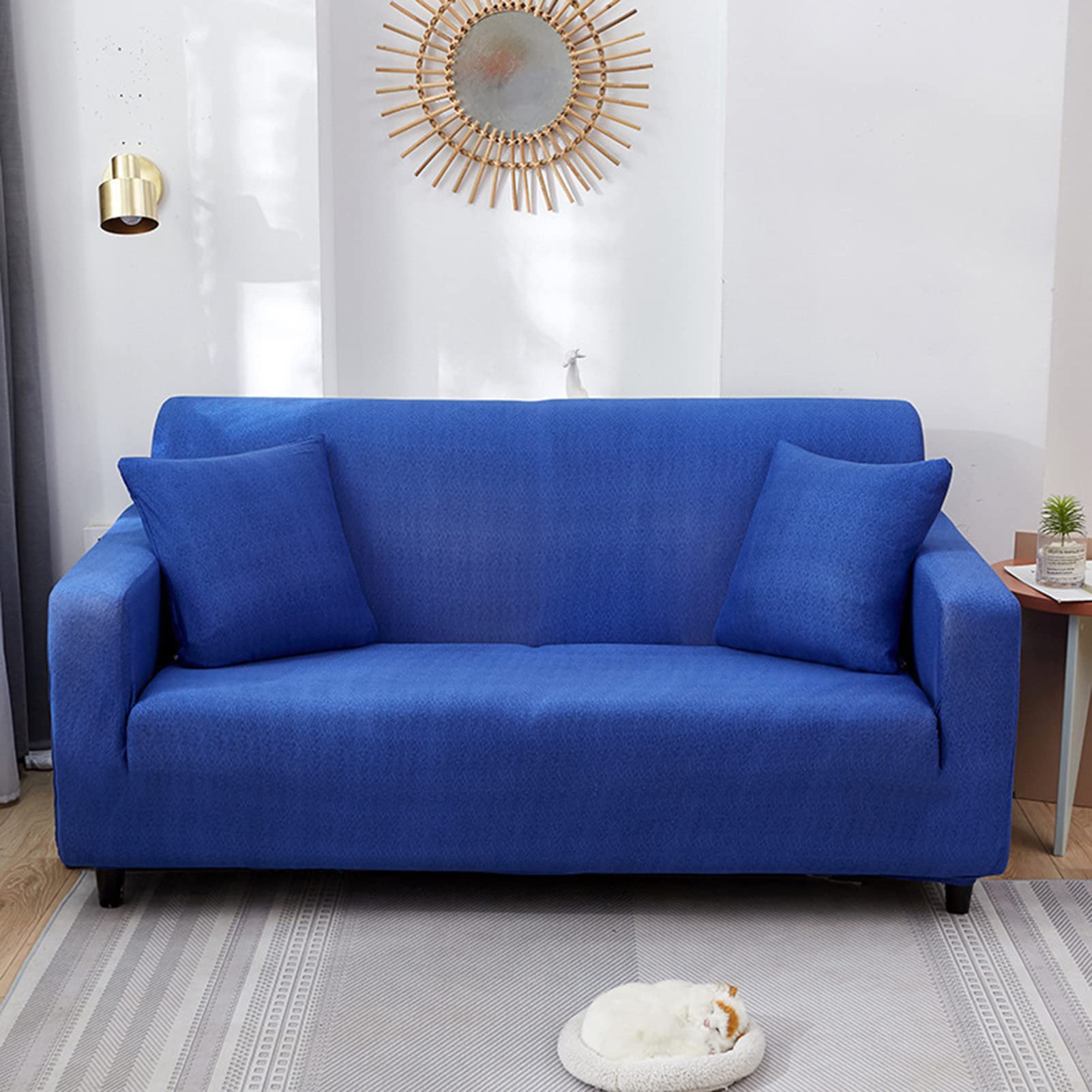 Housse de canapé extensible antidérapante bleu marine 1 place