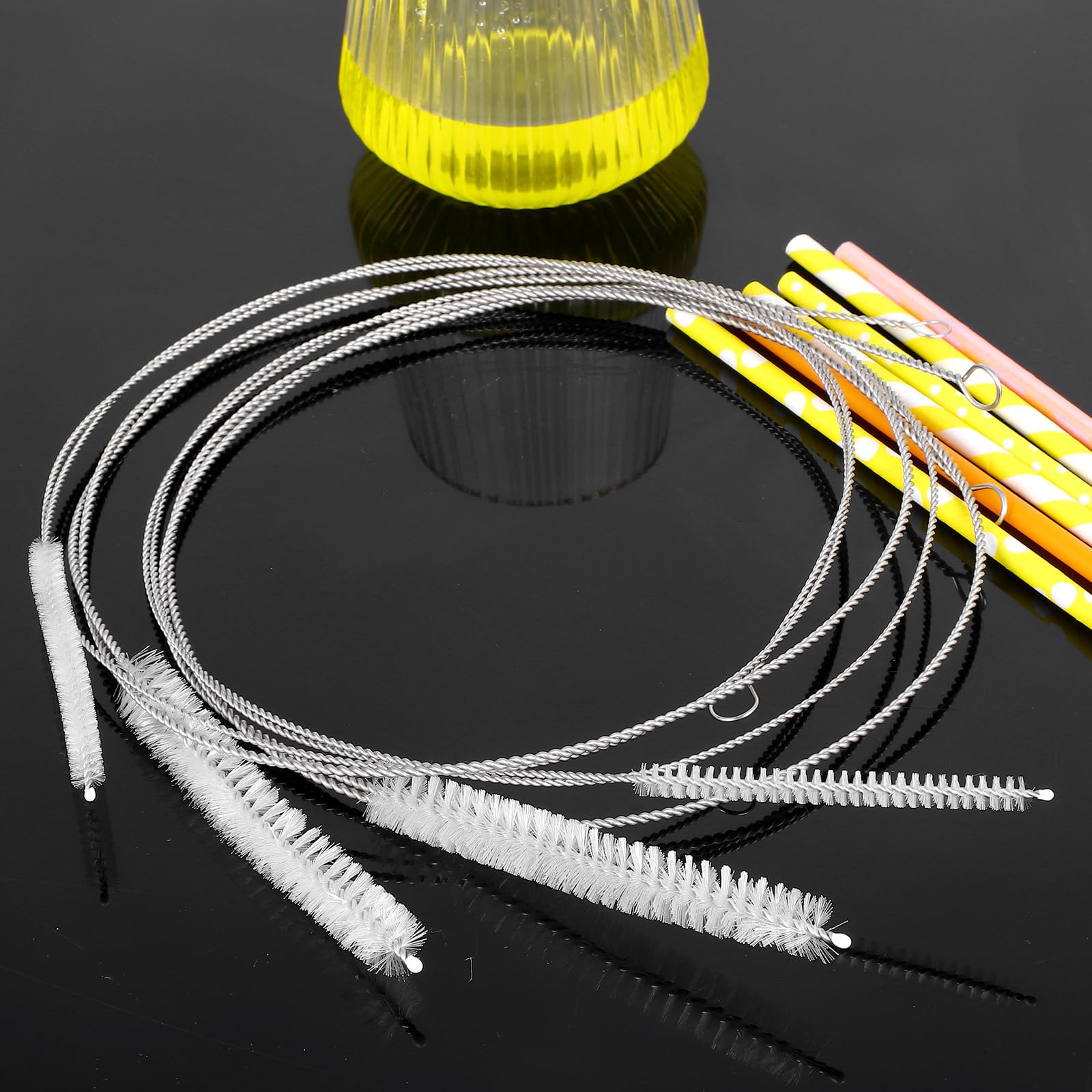 4 cepillos de manguera, extra largo de acero inoxidable, limpiador de pipas de 1 m, cepillo de limpieza de nailon, cepillo de drenaje, cepillo para manguera de leche, tubo para tubo de pajita