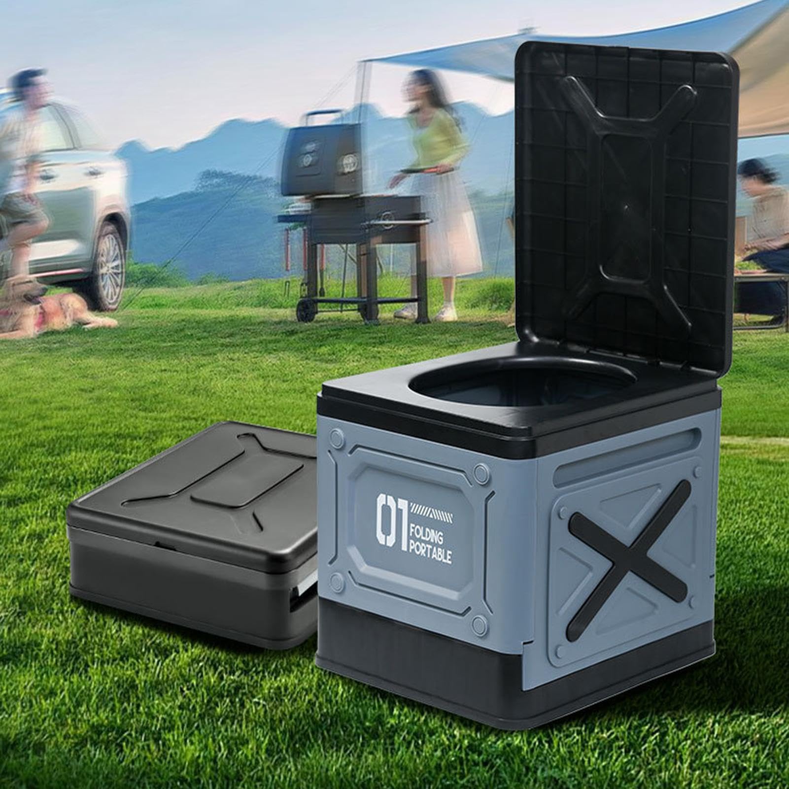 Tragbares Töpfchen: Klappbarer Toilettensitz für Erwachsene, leicht zu | reinigendes Design, robuste und langlebige Konstruktion, platzsparende Notfalllösung, Camping, Wandern