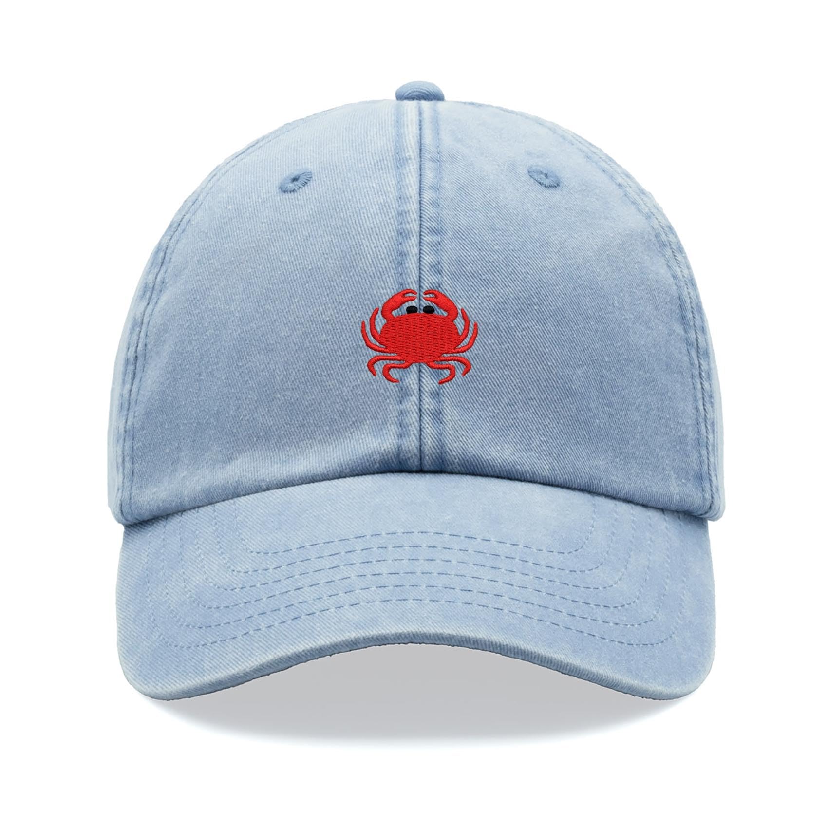 Crab Baseball Cap Vintage Washed Unisex Dad Hat Adjustable Light Blue