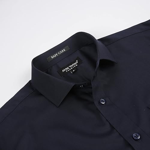 Vista 3 de Alex Vando - Camisa de vestir de bambú para hombre, elástica, de ajuste regular y libre de arrugas