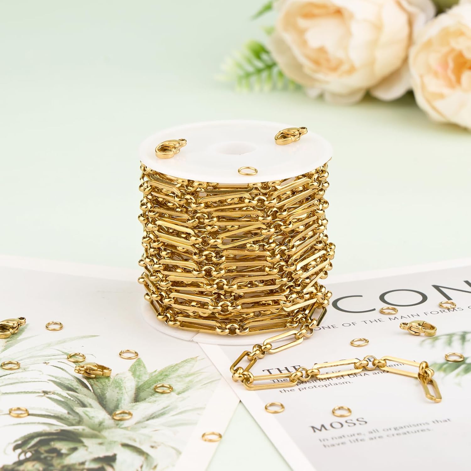 UMAOKANG 13 Feet Gold Plated Stainless Steel Chains for Jewelry Making Paperclip Link Chain for Women Necklace DIY Jewelry Supplies - Image 6