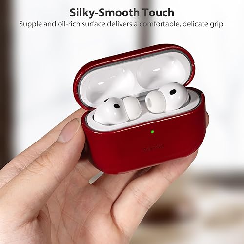 Miniatura 5 de Belemay Funda de piel encerada con aceite hecha a mano para AirPods Pro 3ª generación (2025), piel de vaca auténtica, pátina de dos tonos suave y