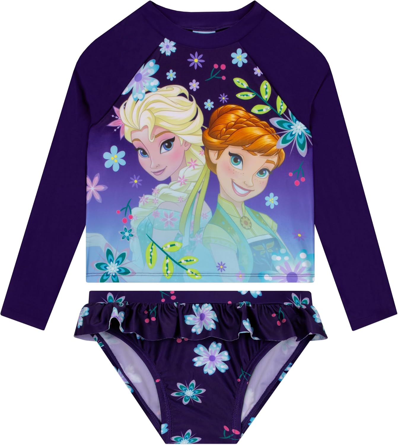 Disney Swimsuit, Long Sleeve Girls Bathing Suit, Elsa and Anna Girls Swimsuit, Kids Bathing Suit