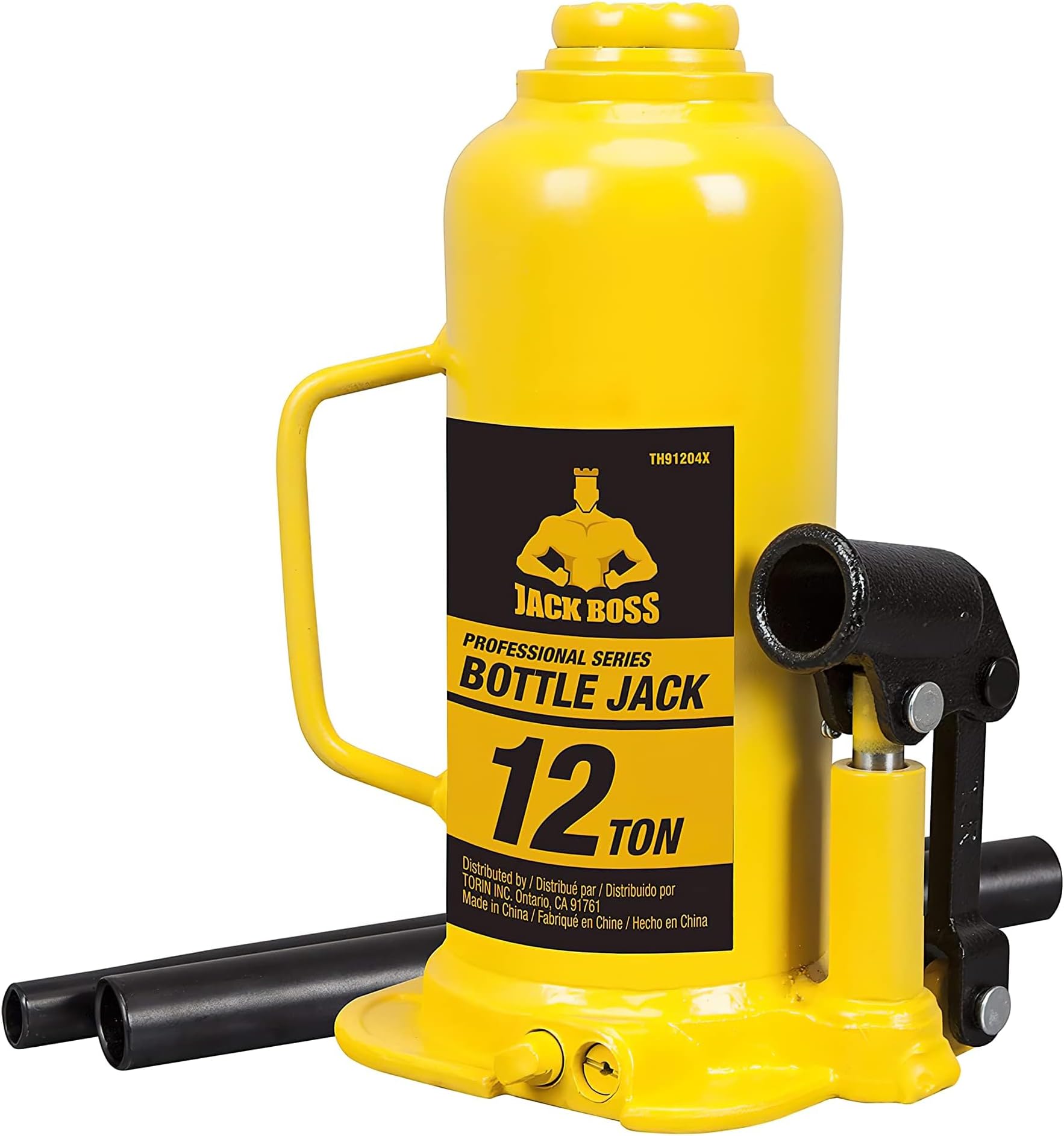 Hydraulic Welded Bottle Jack 12 Ton, Portable Car Jack, 24,000 LBs Capacity with Pump Handle for Cars, Suv, Yellow