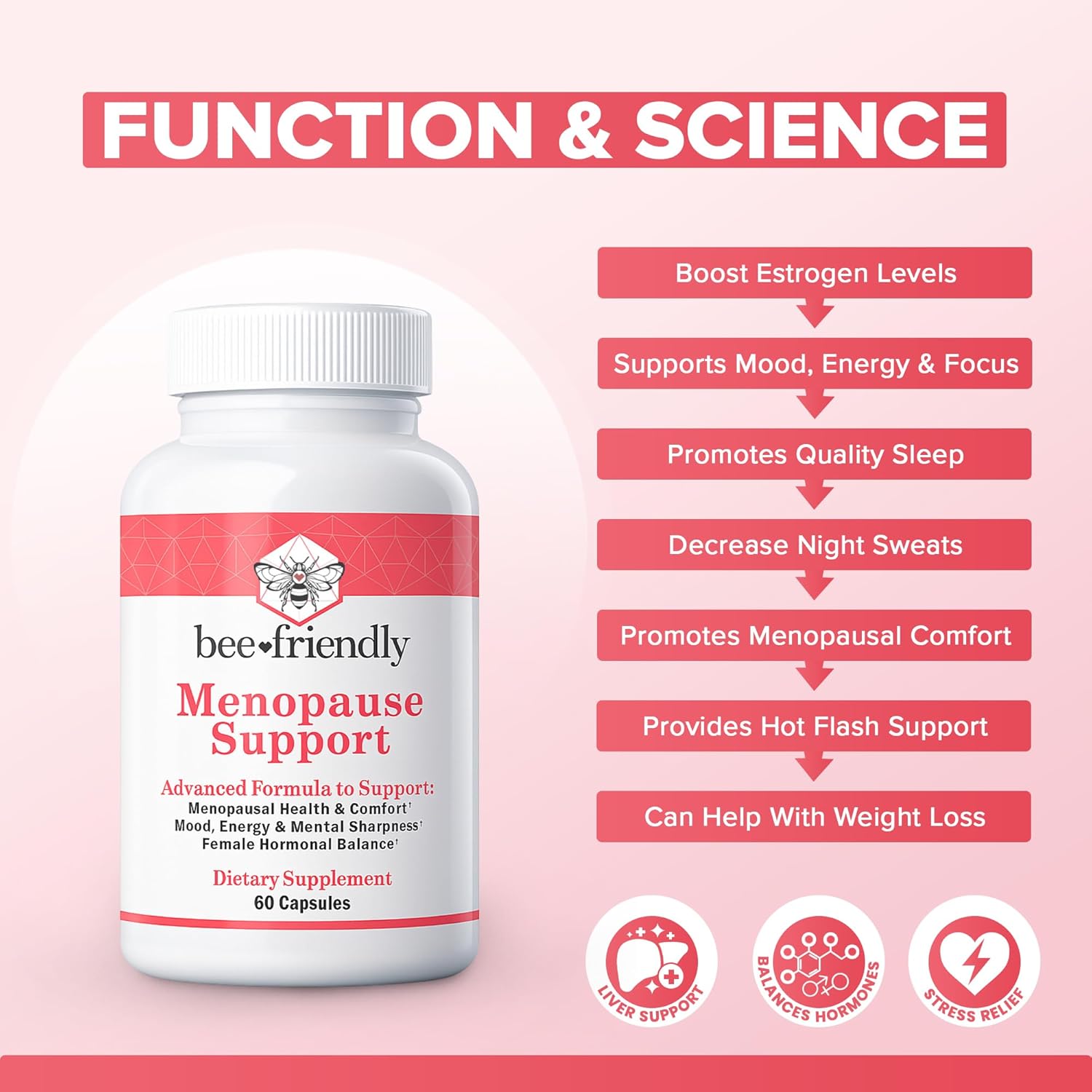 Menopause Supplements for Women, Relief of Hot Flashes, Night Sweats, for Menopausal Health, Comfort, Mood, Energy, Mental Sharpness, Hormonal Balance. DIM, Black Cohosh, Ashwagandha KSM-66 (60 caps) - Image 4