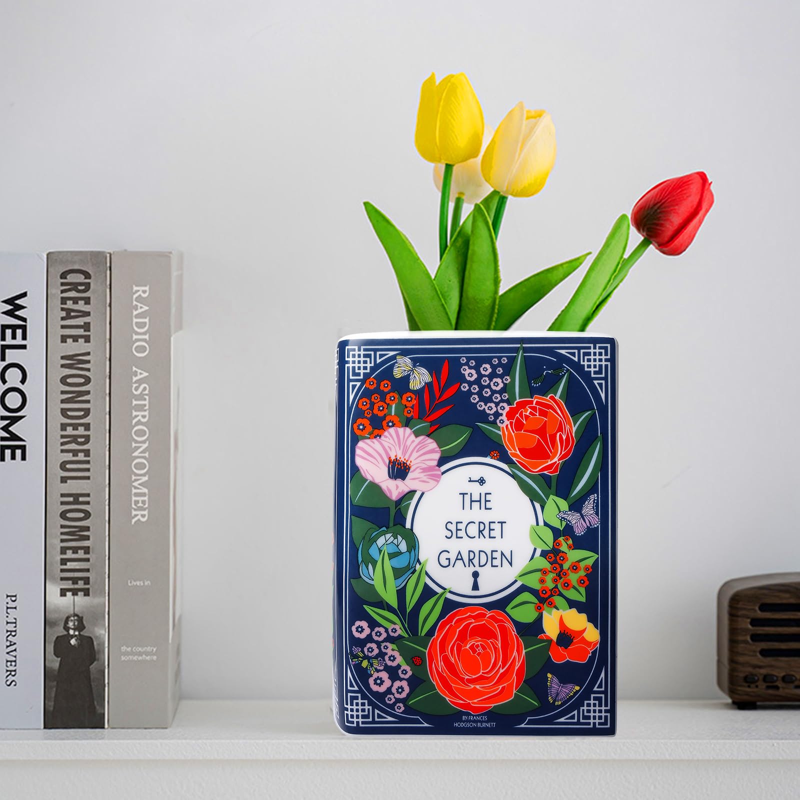 Wazon dekoracyjny w kształcie książki, ceramiczna doniczka na kwiaty, ceramiczne wazony do dekoracji, wazon w kształcie książki dla miłośników książek, nowoczesny dekoracyjny wazon do domu i biura