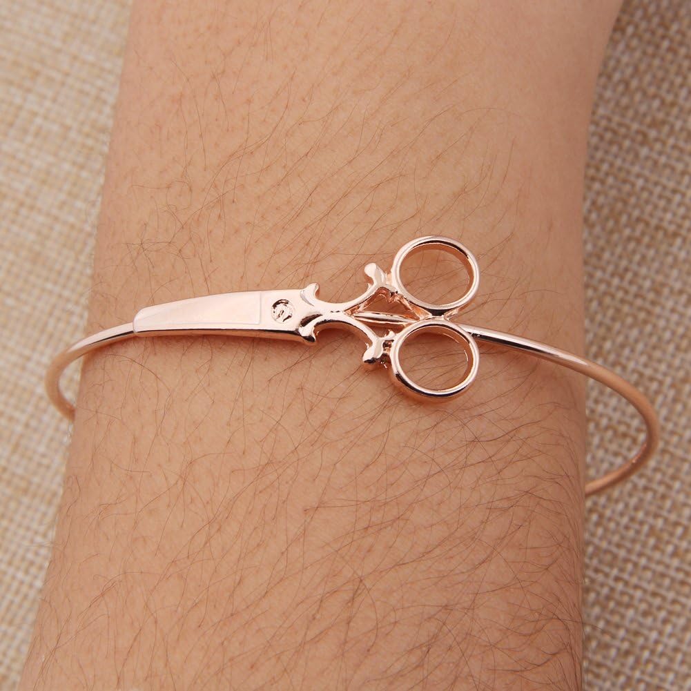 WUSUANED Scissor Shear Adjustable Expandable Wire Bangle Bracelet for Hairdresser Seamstress