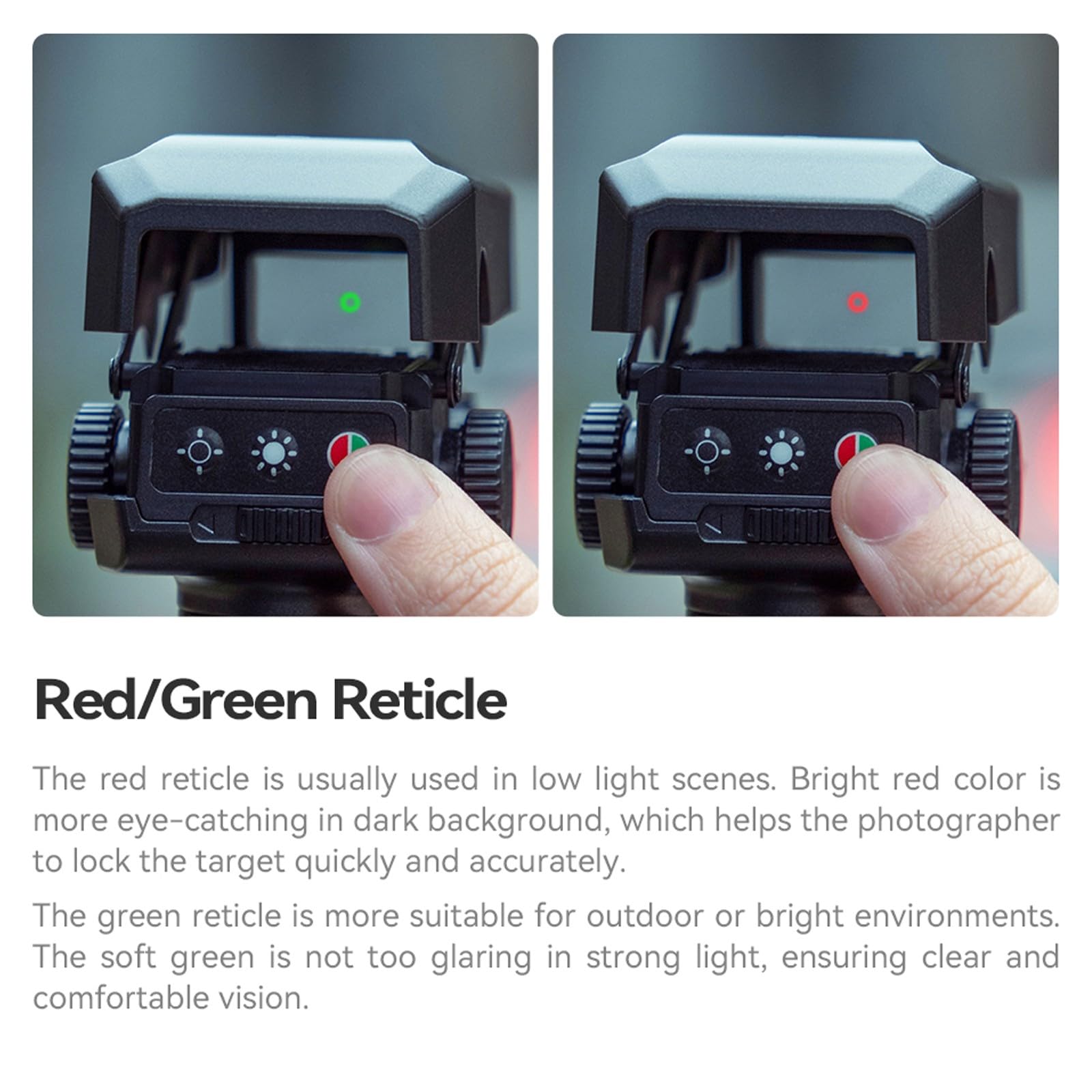 TTArtisan Dot Sight Red/Green Reticle Dot Sight pour la photographie téléobjectif, prise de vue d'oiseaux, avec 5 réglages de luminosité, griffe froide universelle compatible avec Canon Nikon Sony Fuj