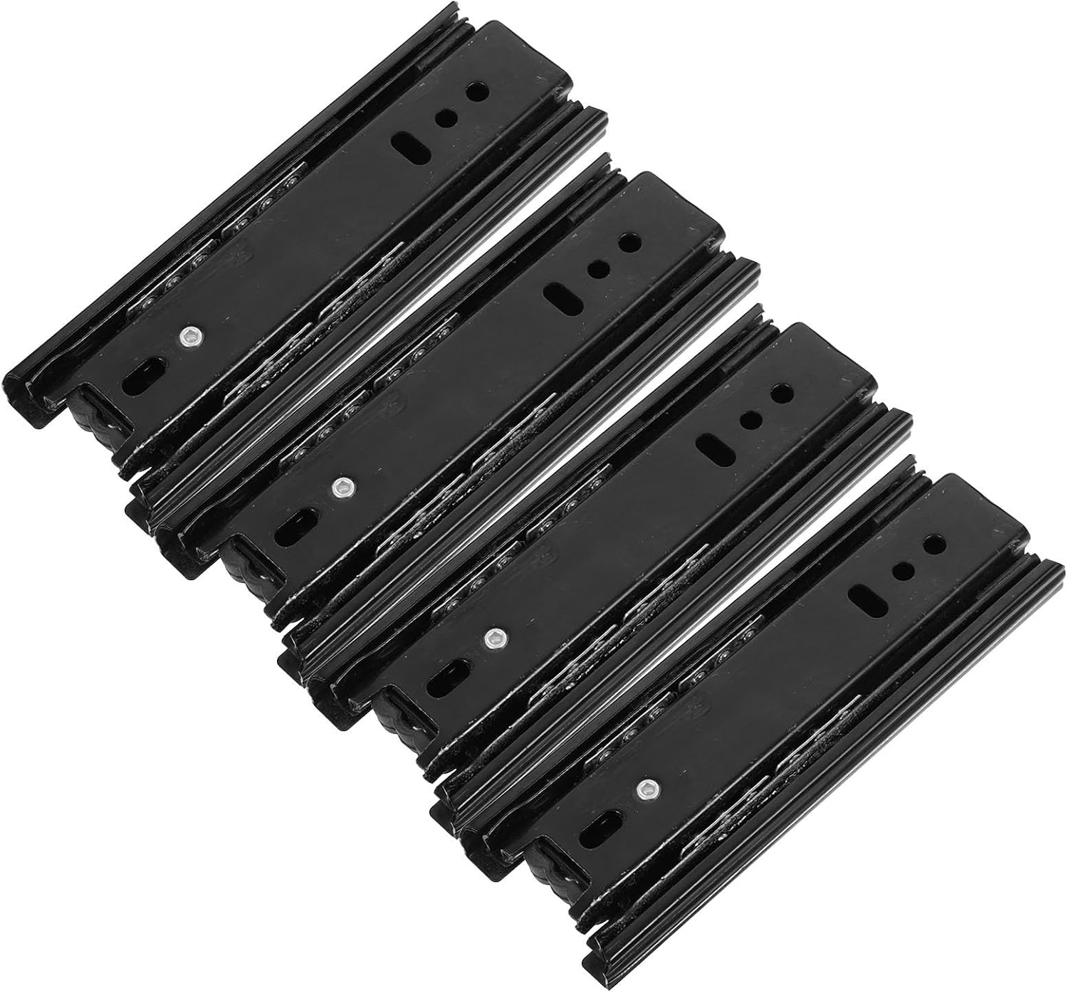 4pcs Three-Section Telescopic Drawer Slides Wardrobe Slide Rails with Stable Motion and Simple Installation Cold-Rolled Steel Full Extension for Bedroom DIY Replacement