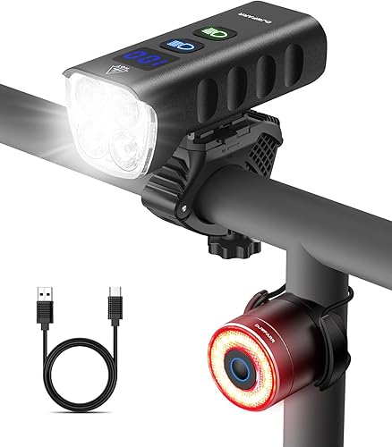 Miniatura 1 de Front Bike Light or Front Headlight & Back Taillight Set, 2000 Lumens Super Bright Road Mountain Ebike Lights, Rechargeable & 6400mAh Ultra-Long