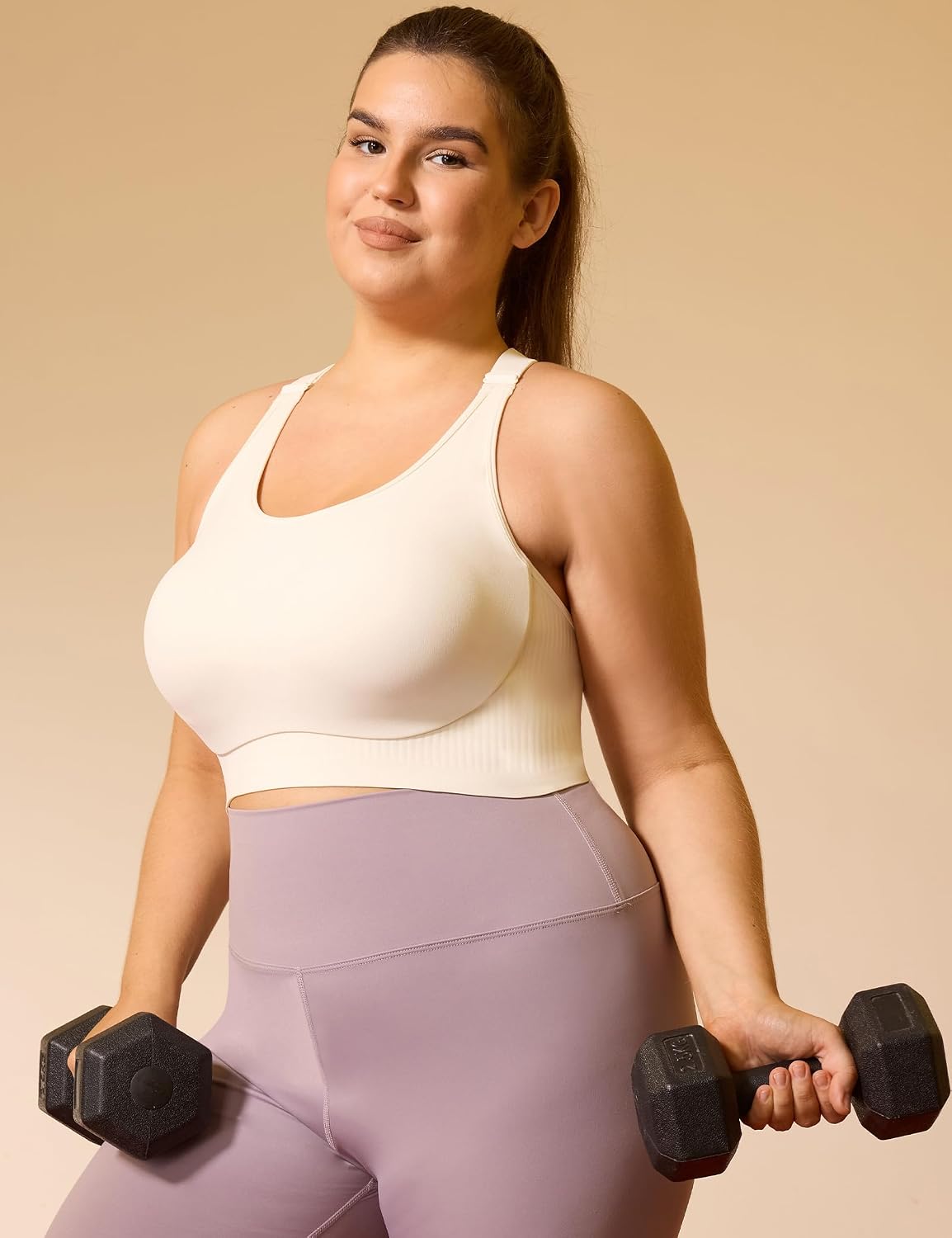 Cordaw Women's Plus Size High Impact Sports Bra, Fixed Cup, Racerback with Back Closure for Workout Gym