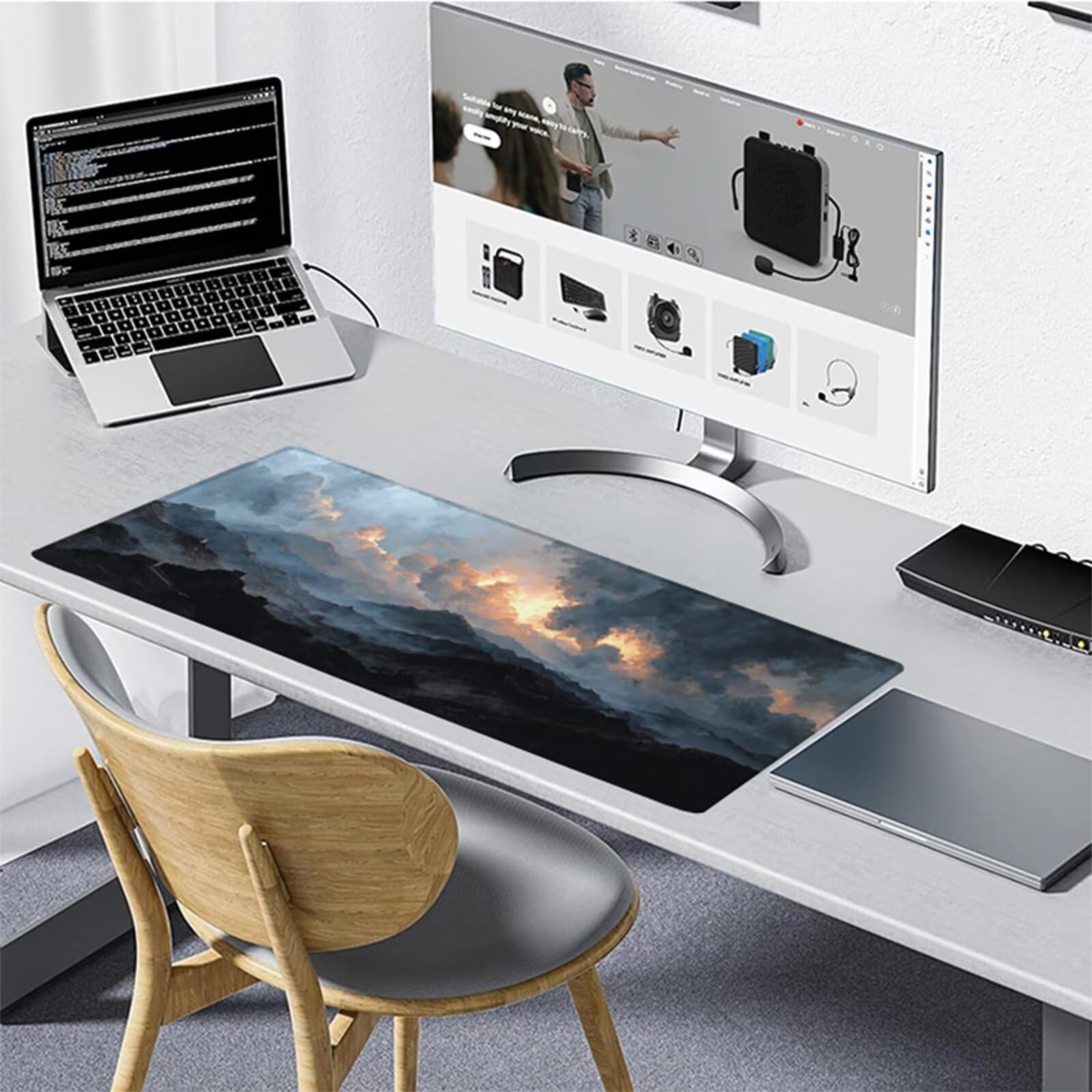 Podkładka pod mysz do gier Big Wall 1200x600x3mm, XXL krajobraz pod mysz, podkładka pod mysz biurową z gumową podstawą, mysz z szwami na krawędziach, do akcesoriów biurowych PC 1-5520