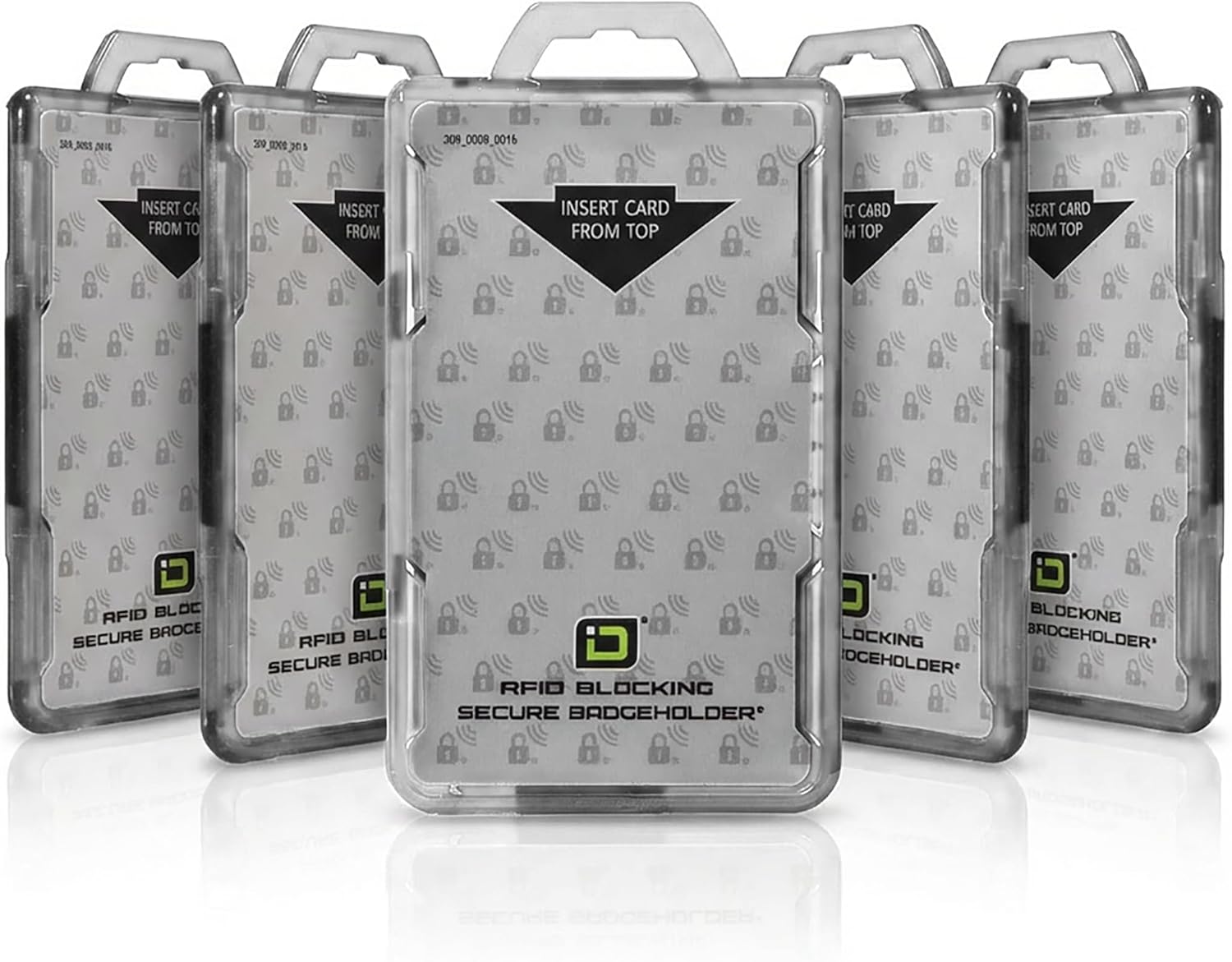 ID Stronghold - Pack of 5 - RFID Blocking Secure Badge Holder - Duolite 2 Card ID Holder - Poly Carbonate - Heavy Duty Plastic ID Badge Holder - USA Molded and Assembled - FIPS 201 Approved