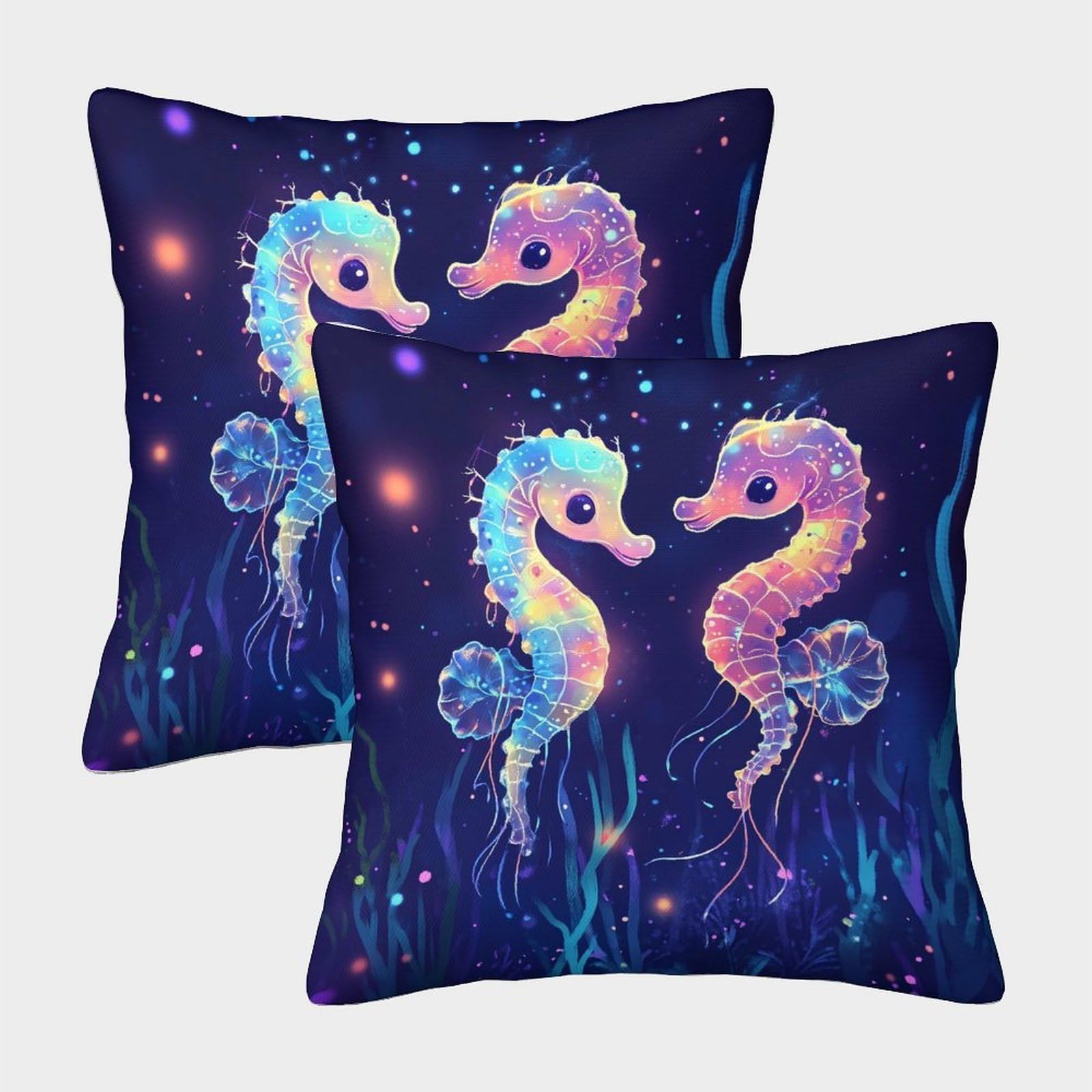 QFVANSIYO Fantasy Seahorse 3D Printed Pillowcase Microfiber Bedroom Decor Ocean Pillow Cover Soft Breathable for Home 50x50cm