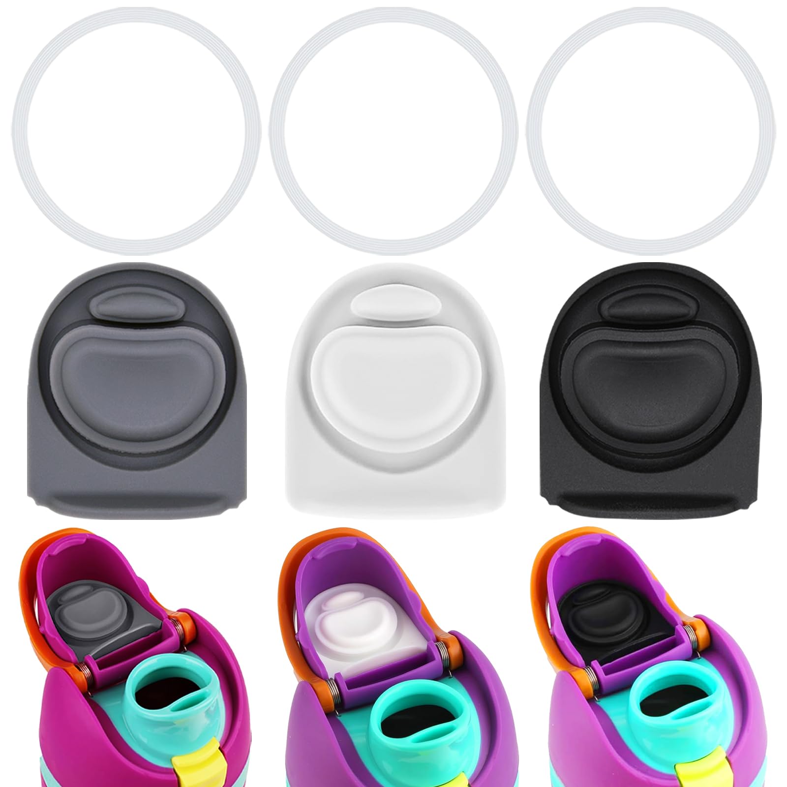 Frokolla 3 Sets Replacement Stopper and O Ring Gasket Compatible with Owala FreeSip 24oz 32oz,Water Bottle Lid Insert Cap Silicone Seal Parts for Owala 16/19/24/32/40oz Mouth Piece Accessories YR-C2 โ image 1