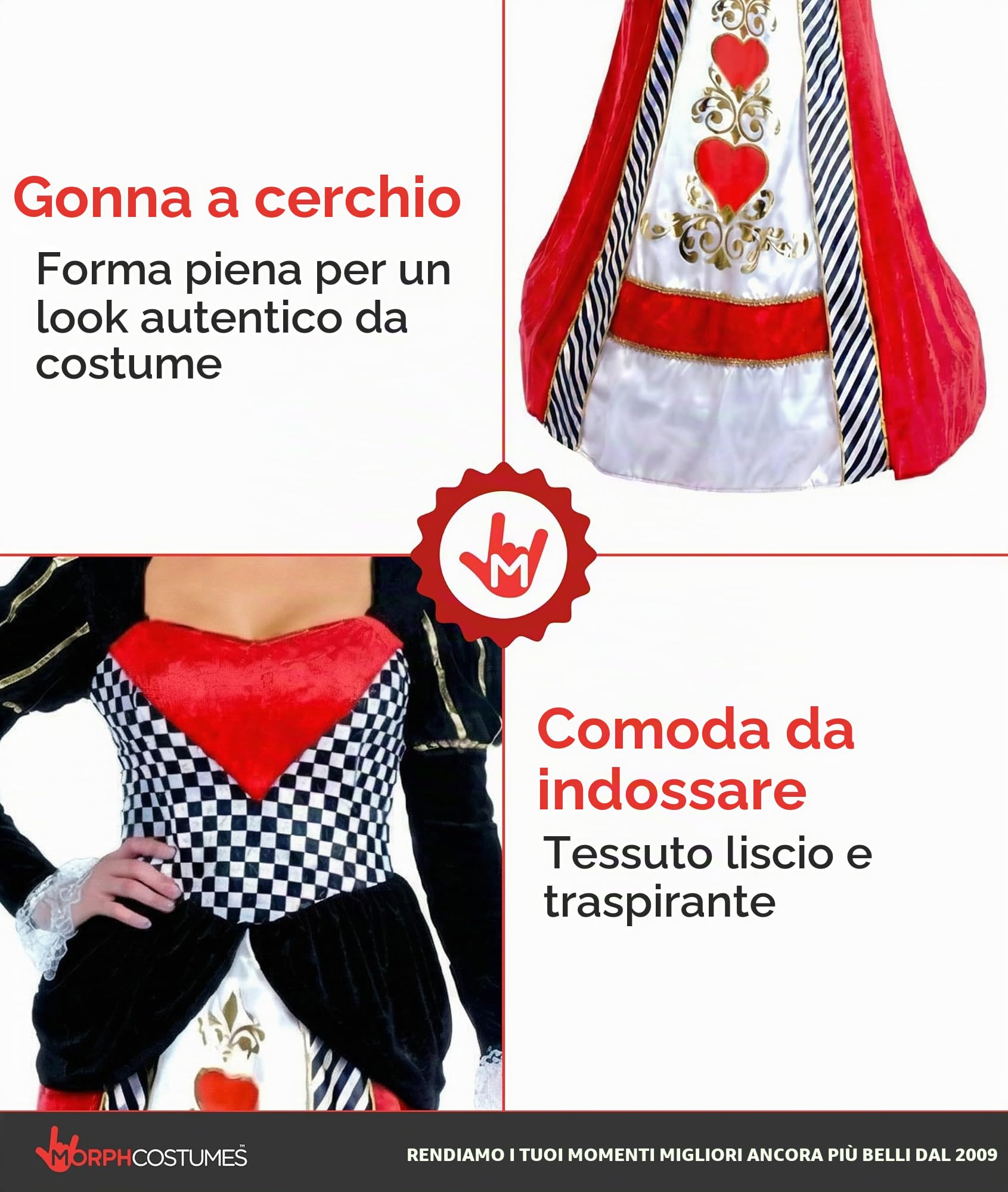 Fun Shack Costume Regina Di Cuori Donna - Abito Carnevale, Vestito per Halloween, Compleanni e Party, Alice nel Paese delle Meraviglie Donna