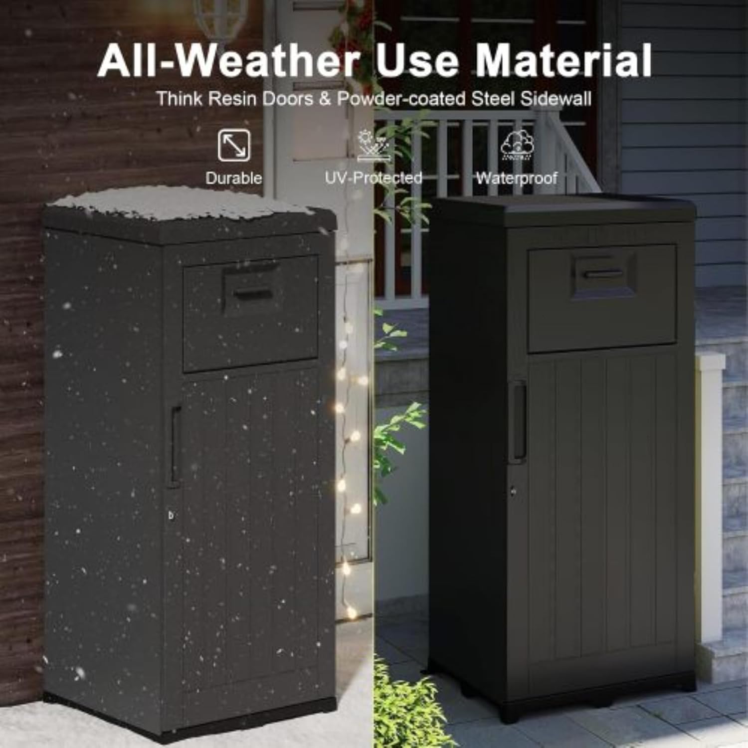 Package Delivery Box for Outside, Large Parcel Drop Box with Top Drop Chute for Packages, Anti-Theft Lockable Package Mailbox with Drop Slot for Mails & Home Porch, 49'' x 21''x 21'